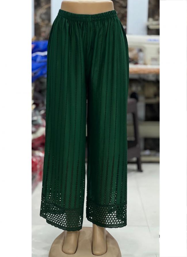 Rayon Green Daily Wear Chikankari Work Plazzo